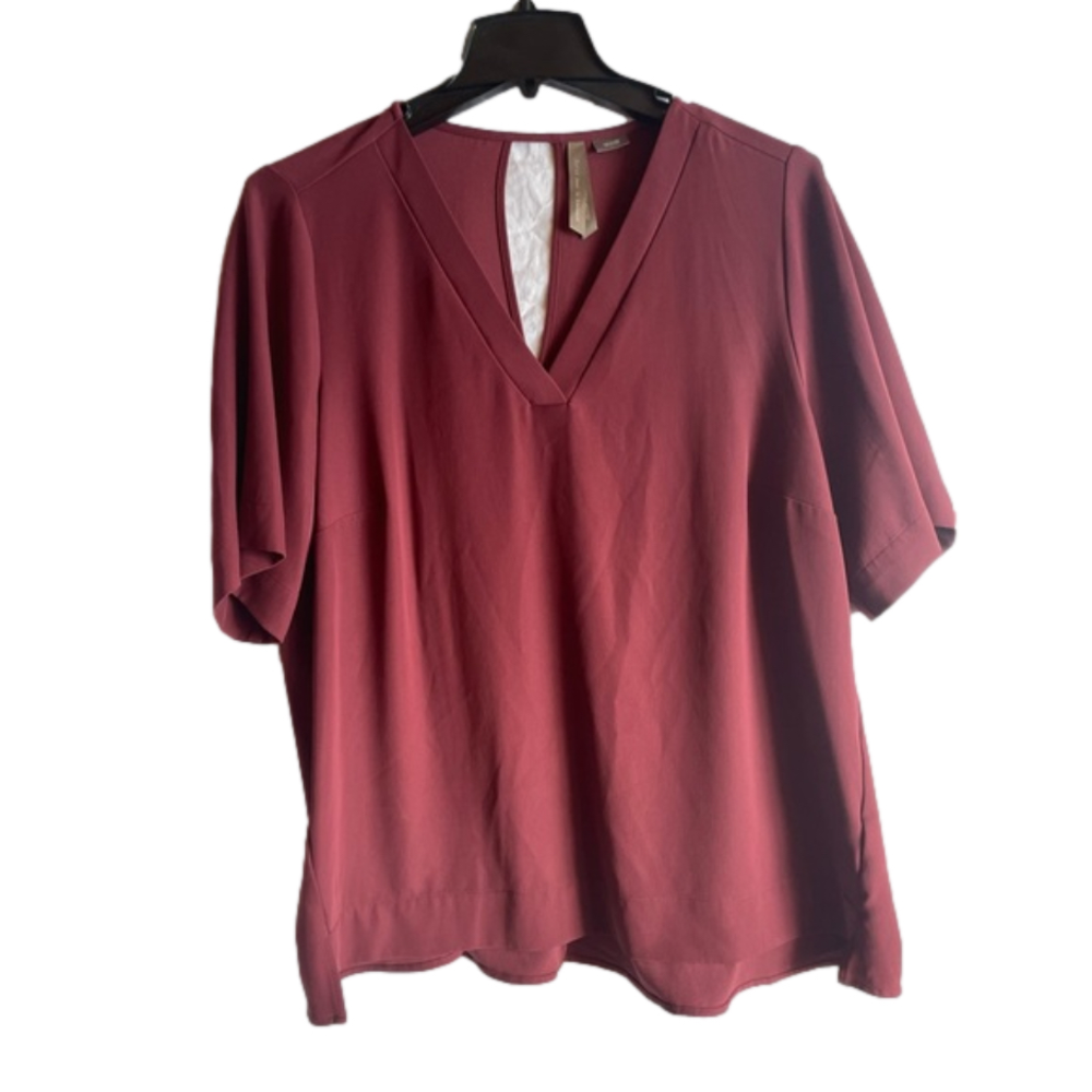 Plus size burgundy 2X short sleeve top penningtons